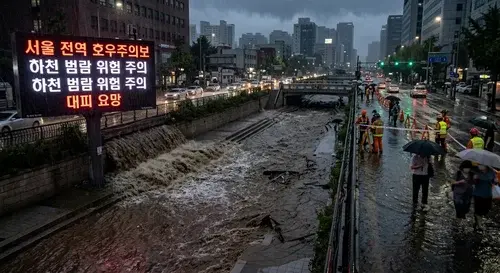 서울 호우주의보 이미지